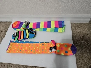 HUFFMAN MILLS, INC. NEW GIRL'S MULTI-COLORED KNEE/NO SHOW GEO SOCKS SET OF 4 - Picture 1 of 10