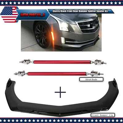 Kit de alerón divisor de parachoques trasero delantero negro brillante para Cadillac CTS ATS ATSL Foto 1 de 4