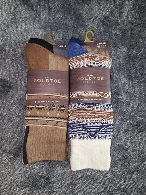 Puntera Dorada LODGE 4 Pares Estampado Nórdico/Calcetines Sólidos Para Hombre Talla 6-12.5 Multicolor Foto 1 de 4