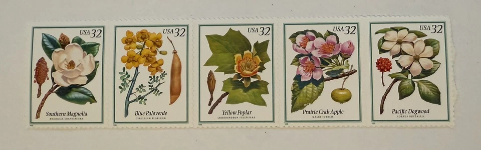 US Scott# 3193-3197 32c Flowering Trees Strip of 5 MNH - Image 1 of 1