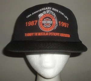 Vintage 1997 Official Harley Davidson Ride For Life Mesh Trucker Snapback Hat - Picture 1 of 7