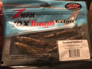 Z-Man 10X ElaZtech Scented PaddlerZ (2) 5-Packs Rootbeer Gold 4” Free Shipping  - Picture 1 of 4