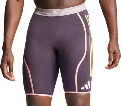 adidas Adizero Promo Mens Short Tights Purple Running Lightweight Fitted Shorts - Image 1 of 4