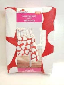 Way to Celebrate! Valentine's Day Love Hearts PEVA Vinyl Tablecloth 60"x84" Rect - Picture 1 of 3