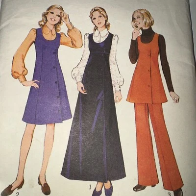 STYLE 3810 c.1972 sz 12 Petites B34"/87cm pinafore dress tunic pants UNUSED VGC - Image 1 of 4