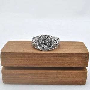 925 Sterling Silver Ohm Ring Ohm AUM Om Buddhism Mantra Talisman Ring Size 13 - Picture 1 of 4