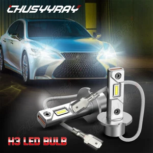Pair High Power H3 100W CSP LED Fog Driving DRL Light Bulbs 6000K Xenon White - Picture 1 of 12