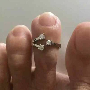 Simulated Diamond Women Adjustable Toe Ring 14K White Gold Plated 1 Ct Round Cut - Picture 1 of 7