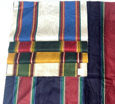 Vtg Spectrum Fabrics Balanced Stripe 5 pc Remnants Samples Craft Fabric 13"&25" - Image 1 of 4