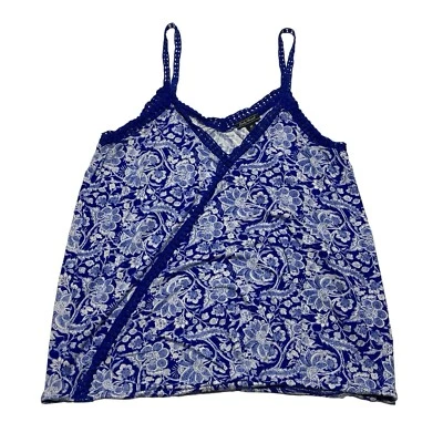 Lucky Brand синий и белый цветочный спагетти ремень без рукавов Майка женщин Sz M - Изображение 1 из 4