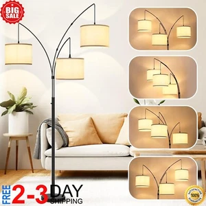 3 Lights Arc Floor Lamps for Living Room, Modern Tall Standing Lamp with Shades - Picture 1 of 8