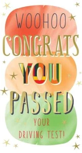 Tarjeta de felicitación Woohoo Congrats You Passed Your Driving Test diseño de texto en negrita - Imagen 1 de 2