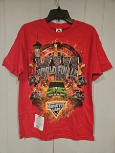 Monster Jam 2015 World Finals Mens Medium Red TShirt 2 Sided NWT Monster Truck - Picture 1 of 6