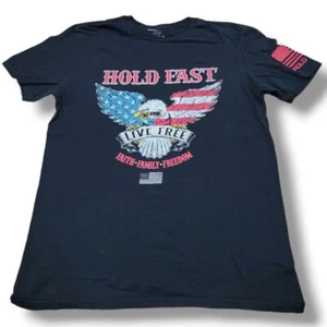 Camisa Hold Fast Talla Mediana Bandera Americana Águila Calva "Live Free" Camiseta Gráfica Usada en Excelente Condición - Imagen 1 de 6