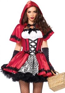 Women's Rebellious Little Red Riding Hood Dress Cape Red Fancy Dress Carnival S-