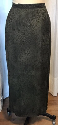 Falda larga envolvente Josephine Chaus para mujer de gasa arrugada verde militar talla 10 usada Foto 1 de 4