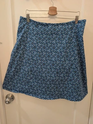 Falda Lesley Evers XL Azul Blanco Remolino Patrón Geométrico Línea A Artística EE. UU.  Foto 1 de 4