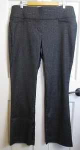 Apt 9 Black & Silver Straight Pants Womens XL 37x31.5 Pull On Stretch 72-34560 - Picture 1 of 7