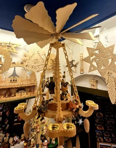 Große 70cm Decken Pyramide Bergbau Bergmann Hängepyramide geschnitzt Erzgebirge - Bild 1 von 4