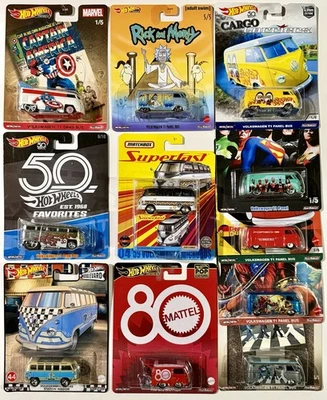 Lote de 11 Hot Wheels Premium Volkswagen VW Drag Bus T1 Panel Kool Kombi Beatles Foto 1 de 4
