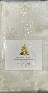 Benson Mills Tovaglioli di Panno Fiocco di Neve Oro Set di 4 Tessuto Metallizzato - Foto 1 di 1