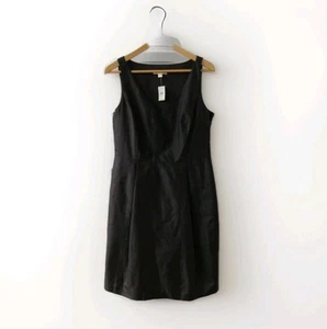 Ann Taylor schwarz Tag A-Linie Seide Midikleid Größe 8 - Bild 1 von 12