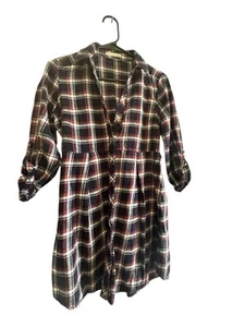 Active Usa women’s Long Sleeve 7 Buttons Plaid Dress Sz Medium  Elegant Formal - Picture 1 of 8