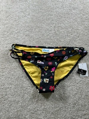 California Waves Women's Floral Bikini Bottom Black Medium Nylon - Image 1 of 4