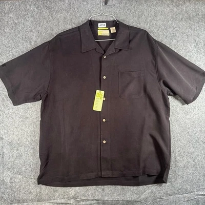 Cubavera Mens XL Black Rayon Blend Button Up Short Sleeve Casual Shirt - Image 1 of 4