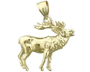 14K Gold 25MM Moose Pendant - Picture 1 of 6