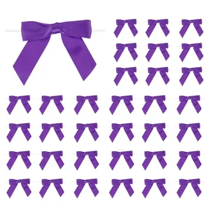 50 Stck. 3,5 Zoll kleines Satinband gedreht Krawattenschleifen für Hochzeit Geburtstag dunkellila - Bild 1 von 7