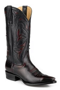 Damen Stetson Georgia Leder Stiefel Snip Toe Handarbeit Schwarz Kirsche - Bild 1 von 1