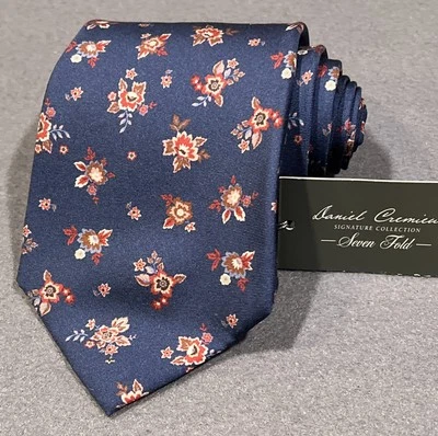 Corbata Daniel Cremieux siete pliegues 100 % seda hecha a mano Italia floral negocios nueva con etiquetas Foto 1 de 4