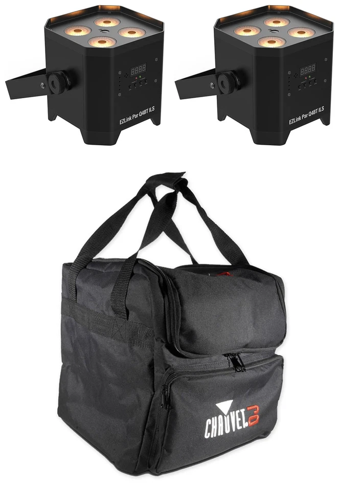 2 Chauvet DJ EZLink Par Q4BT ILS RGBA Bluetooth Rechargeable Par Wash Lights+Bag - Image 1 of 4