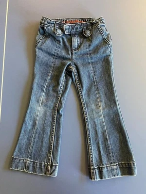 GUESS Girls Dark Wash Denim Flare Button Detail Jeans Size 4T/4 - Image 1 of 4