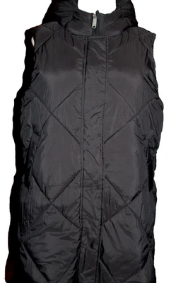 Sam Edelman длинный выстеганный с капюшоном пуховик жилет черный полный молнии/snap женщин siz-XL - Изображение 1 из 4