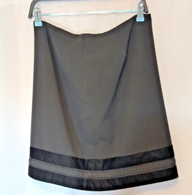 Falda B Moss Tailor Negra Talla 10 Acentos Terciopelo Tubería Cremallera Lateral Foto 1 de 4