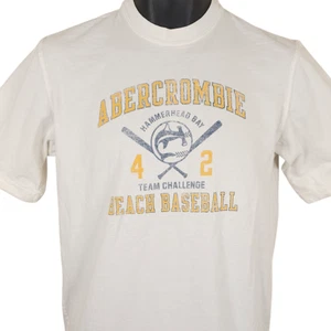 Camiseta De Colección Abercrombie & Fitch Para Hombre Talla Mediana Blanca Y2K Playa Béisbol - Imagen 1 de 7