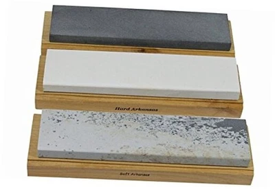 Arkansas Sharpening Stone Set - Wood Mounted 8" 8 inch - Image 1 of 4