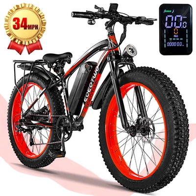 26" Fat Tire 1500W Electric Bikes for Adults 34MPH 60Miles Mountain E-bike - Image 1 of 4