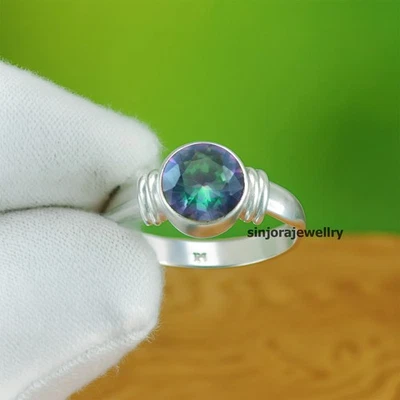 Mystic Topaz Gemstone 925 sterling silver handmade Gift Ring US size 5 to 13 - Image 1 of 4