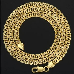 Kette Gold vergoldet 7mm Halskette Gold 24 Karat Damen Herren Königskette K3250L - Picture 1 of 2