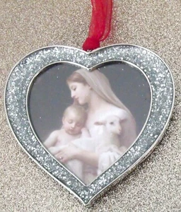 Nuevo L'Innocence Bouguereau Brillo Corazón Marco Adorno de Navidad - Imagen 1 de 2