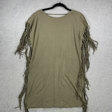 Lulus Army Green Fringe Shirt Sleeveless Size Medium Lightweight Open Back