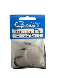 Gamakatsu Catfish Rig Circle Hook-2 Rigs Per Pack (Black, 5/0) 50lb test line - Picture 1 of 2