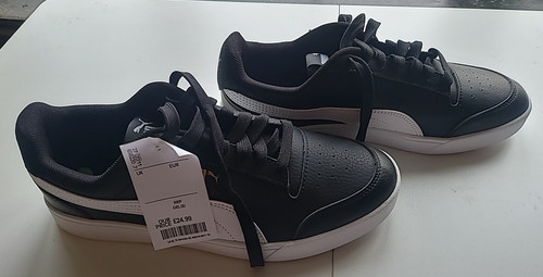 Scarpe da ginnastica Puma Shuffle sneakers nero bianco oro taglia UK 7 senza scatola