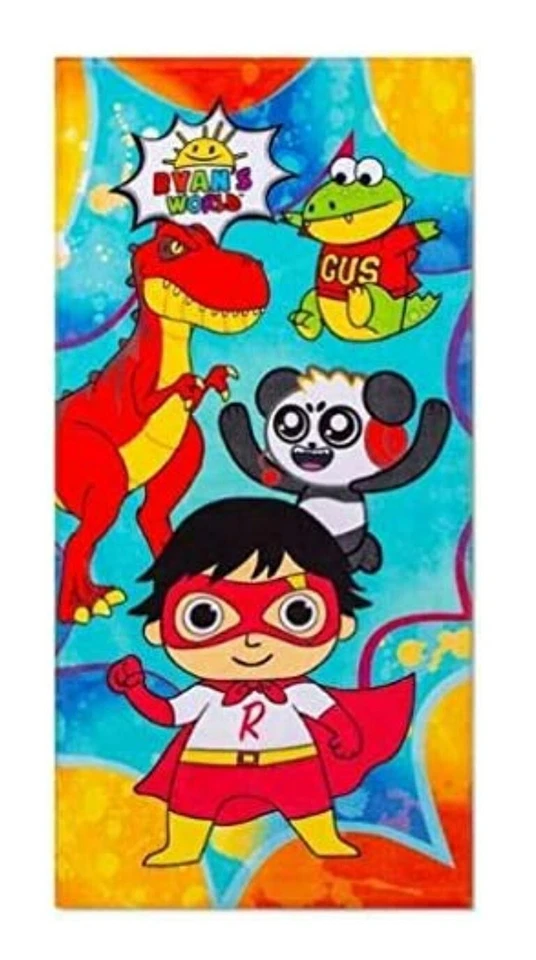 《NUEVO》Ryan's World Toalla de Playa 28" x 58" Algodón Rojo Titan Combo Panda Gus & Rex Foto 1 de 1