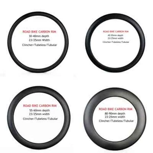 700C Full Carbon Road Bike Rims Disc/V Brake Clincher/Tubular/Tubeless Wheels - Picture 1 of 16