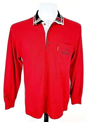 DUNLOP MOTORSPORT Mens Red L/S POLO SHIRT TOP Stretch - L (M) - RRP £79 - Imagem 1 de 4