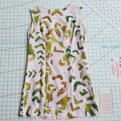 Vestido túnica cambio geométrico para mujer XSmall vintage rosa verde hecho a mano años 60 Foto 1 de 4